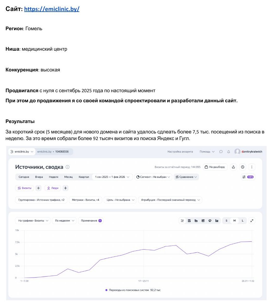 SEO-продвижение: Медицинский центр EMI Clinic